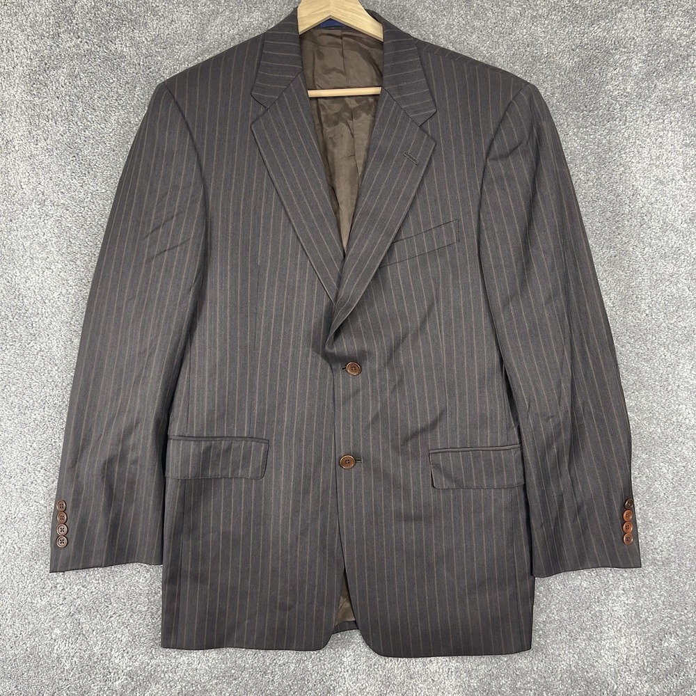 Daniel Cremieux Loro Piana Blazer Mens 39R Brown Striped 2 Button Jackets